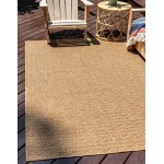Rug Unique Loom Outdoor Modern Light Brown Rectangular 5' 3 x 8' 0