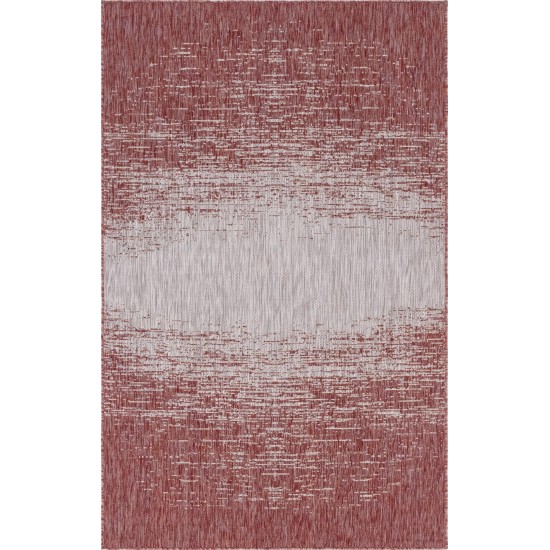 Rug Unique Loom Outdoor Modern Rust Red Rectangular 5' 0 x 8' 0