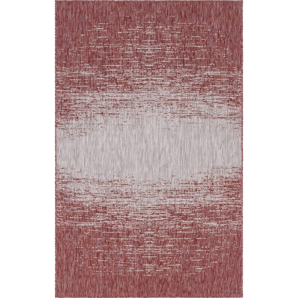 Rug Unique Loom Outdoor Modern Rust Red Rectangular 5' 0 x 8' 0