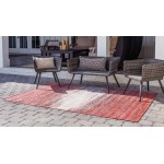 Rug Unique Loom Outdoor Modern Rust Red Rectangular 5' 0 x 8' 0