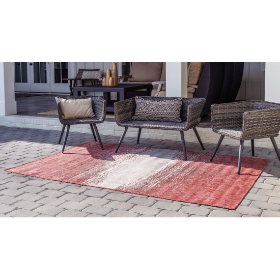 Rug Unique Loom Outdoor Modern Rust Red Rectangular 5' 0 x 8' 0