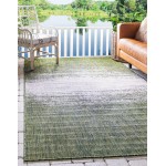 Rug Unique Loom Outdoor Modern Green Rectangular 5' 0 x 8' 0