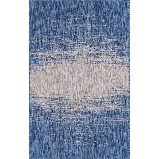 Rug Unique Loom Outdoor Modern Blue Rectangular 5' 0 x 8' 0