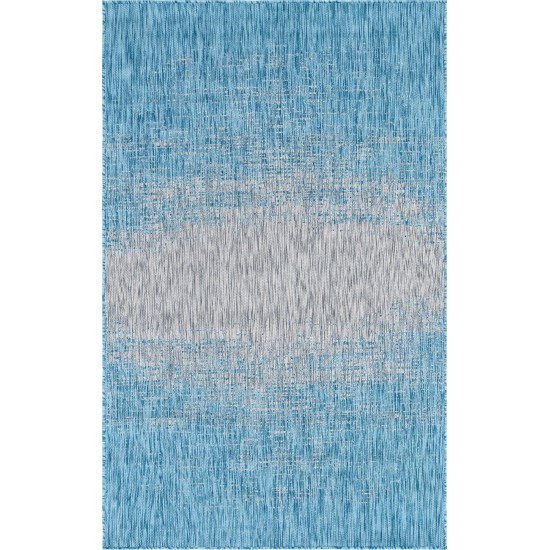 Rug Unique Loom Outdoor Modern Aqua Blue Rectangular 5' 0 x 8' 0