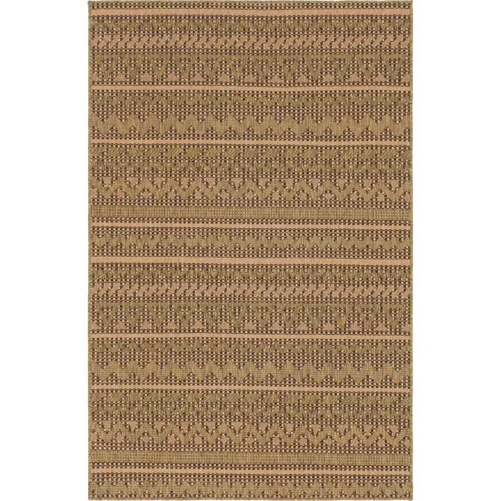 Rug Unique Loom Outdoor Modern Light Brown Rectangular 5' 0 x 8' 0