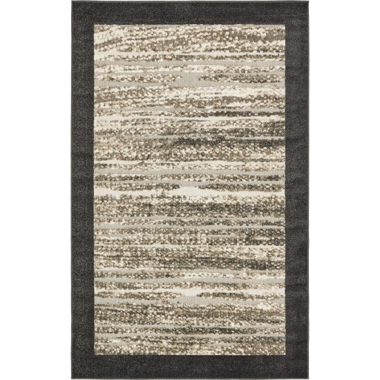 Rug Unique Loom Outdoor Modern Black Rectangular 5' 0 x 8' 0