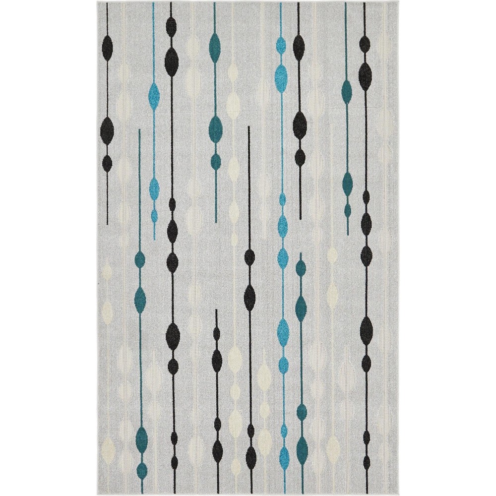 Rug Unique Loom Outdoor Modern Gray Rectangular 5' 0 x 8' 0