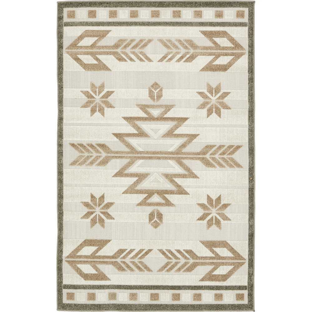 Rug Unique Loom Outdoor Modern Light Brown Rectangular 5' 0 x 8' 0