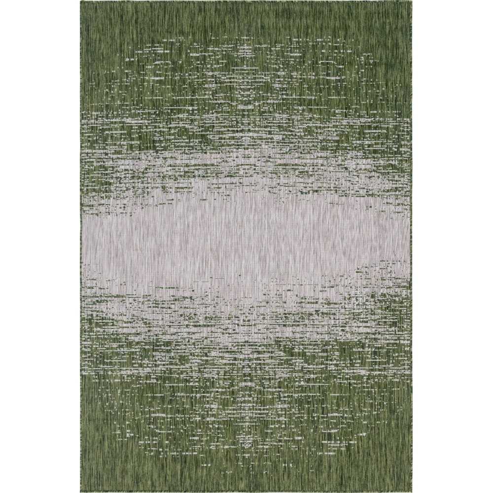 Rug Unique Loom Outdoor Modern Green Rectangular 4' 0 x 6' 0