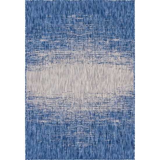 Rug Unique Loom Outdoor Modern Blue Rectangular 4' 0 x 6' 0