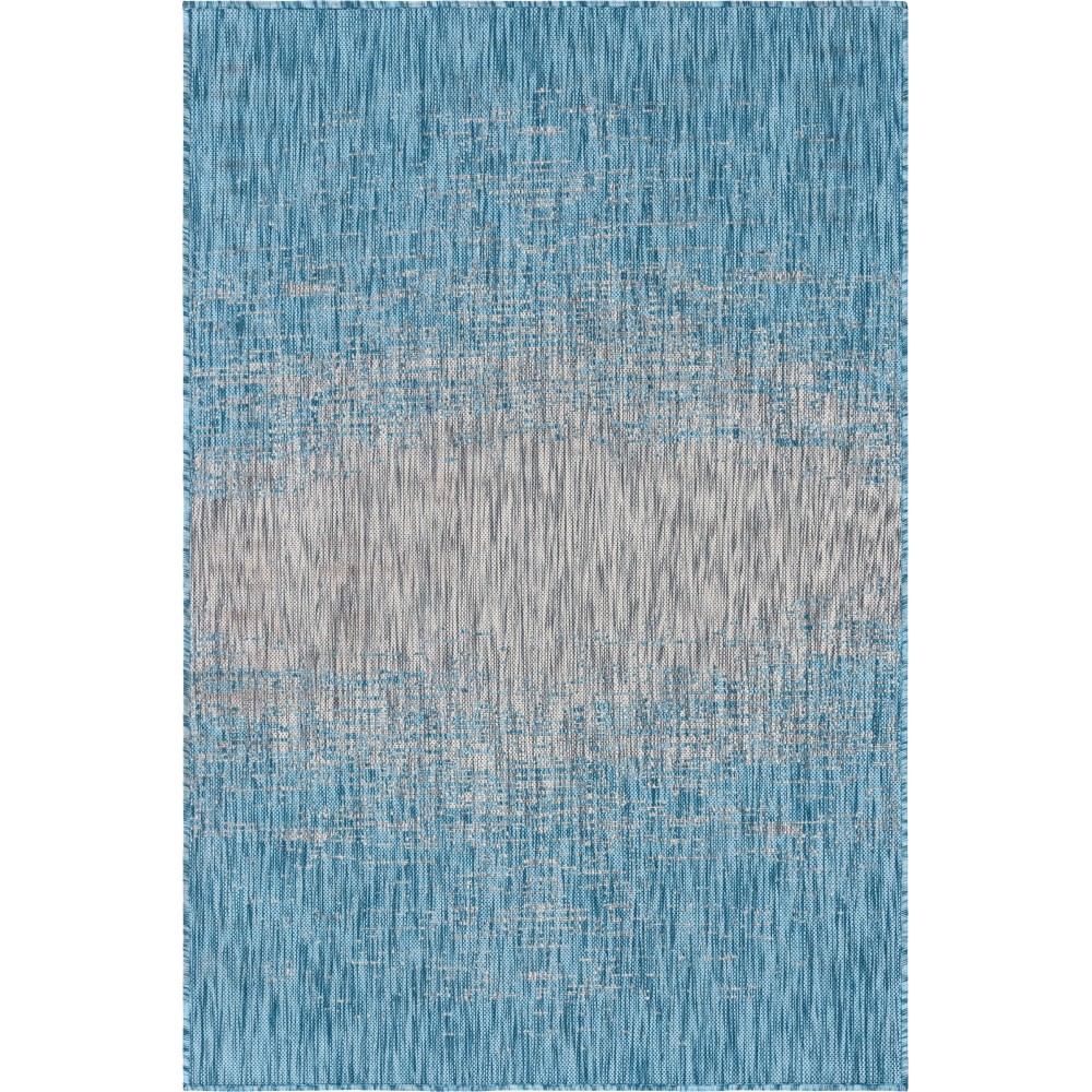 Rug Unique Loom Outdoor Modern Aqua Blue Rectangular 4' 0 x 6' 0