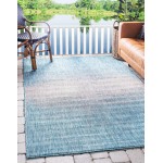 Rug Unique Loom Outdoor Modern Aqua Blue Rectangular 4' 0 x 6' 0