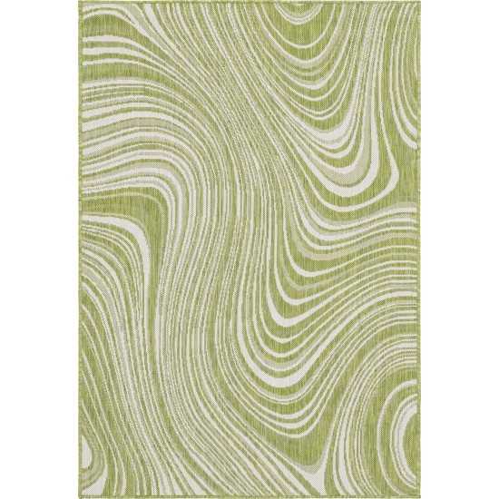 Rug Unique Loom Outdoor Modern Green Rectangular 4' 0 x 6' 0