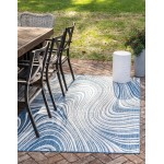 Rug Unique Loom Outdoor Modern Navy Blue Rectangular 4' 0 x 6' 0