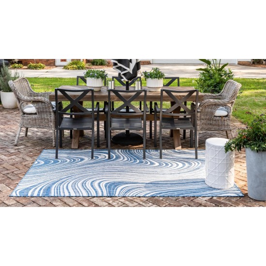 Rug Unique Loom Outdoor Modern Navy Blue Rectangular 4' 0 x 6' 0