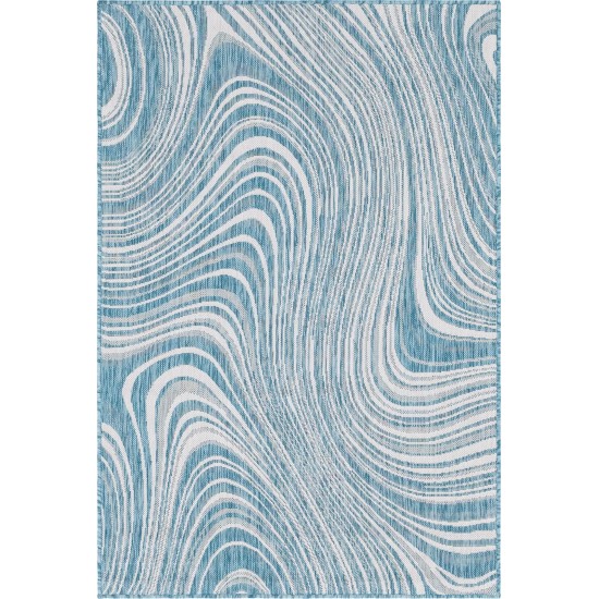 Rug Unique Loom Outdoor Modern Blue Rectangular 4' 0 x 6' 0