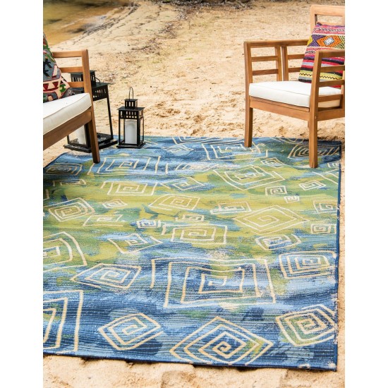 Rug Unique Loom Outdoor Modern Navy Blue Rectangular 4' 0 x 6' 0