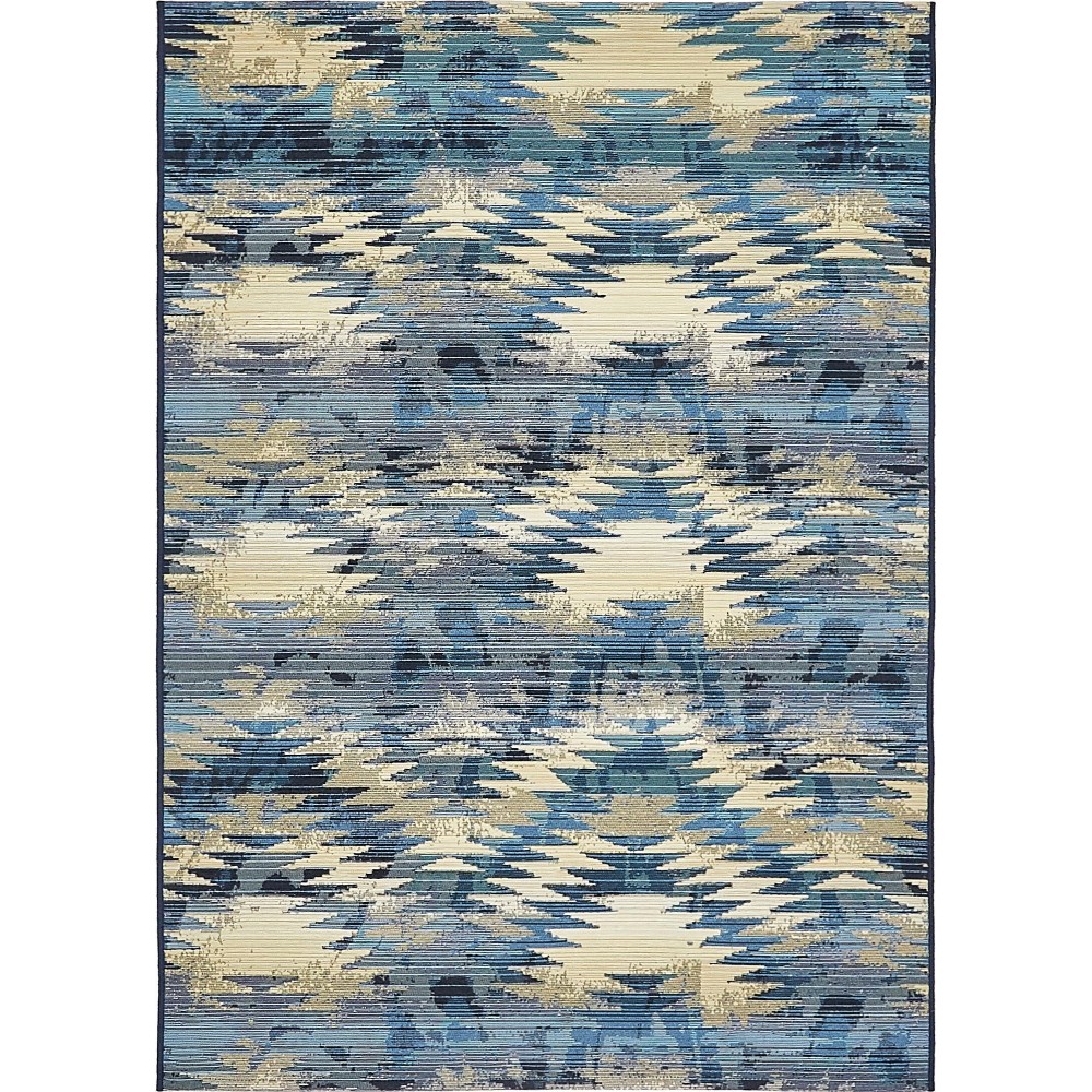 Rug Unique Loom Outdoor Modern Blue Rectangular 4' 0 x 6' 0