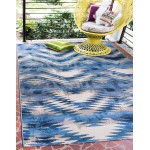 Rug Unique Loom Outdoor Modern Blue Rectangular 4' 0 x 6' 0