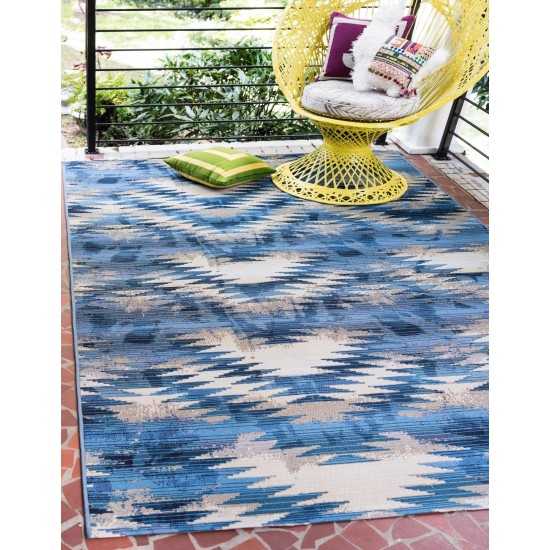 Rug Unique Loom Outdoor Modern Blue Rectangular 4' 0 x 6' 0