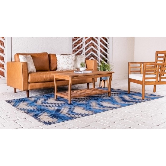 Rug Unique Loom Outdoor Modern Blue Rectangular 4' 0 x 6' 0