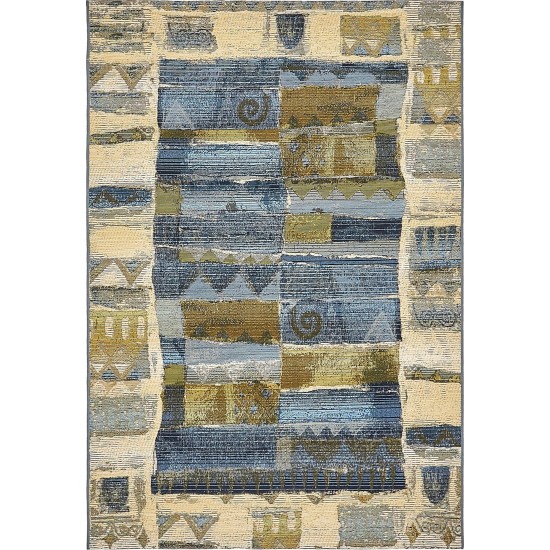 Rug Unique Loom Outdoor Modern Blue Rectangular 4' 0 x 6' 0