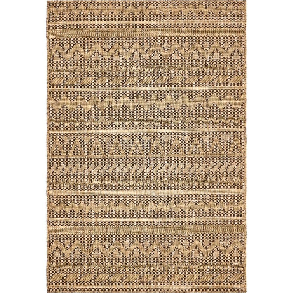 Rug Unique Loom Outdoor Modern Light Brown Rectangular 4' 0 x 6' 0