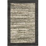 Rug Unique Loom Outdoor Modern Black Rectangular 4' 0 x 6' 0