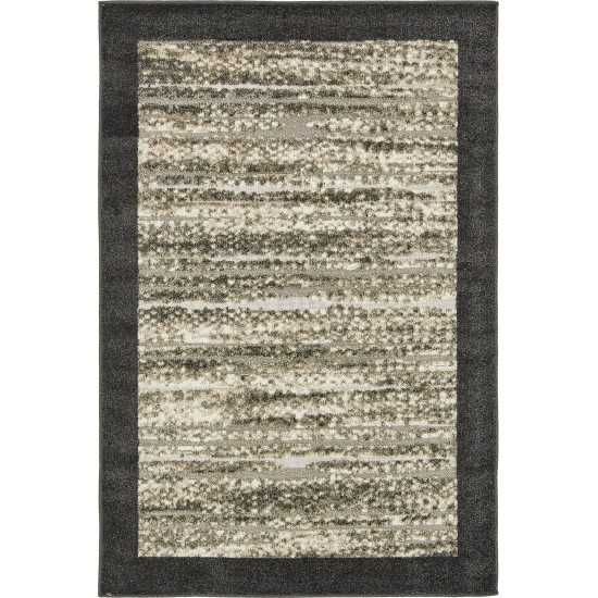 Rug Unique Loom Outdoor Modern Black Rectangular 4' 0 x 6' 0