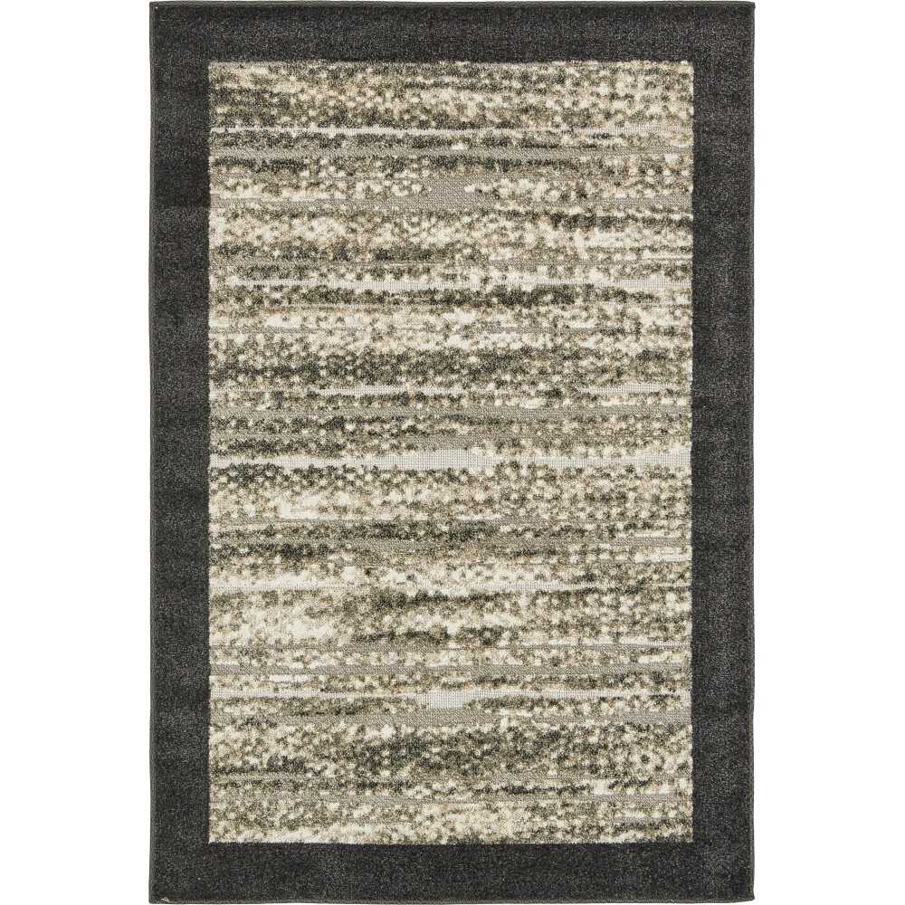 Rug Unique Loom Outdoor Modern Black Rectangular 4' 0 x 6' 0