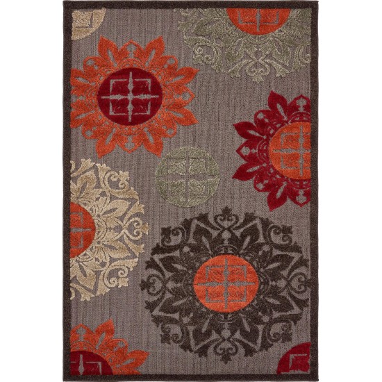 Rug Unique Loom Outdoor Modern Brown Rectangular 4' 0 x 6' 0