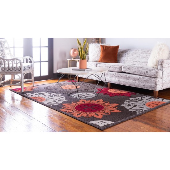 Rug Unique Loom Outdoor Modern Brown Rectangular 4' 0 x 6' 0