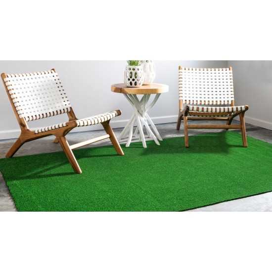Rug Unique Loom Outdoor Grass Green Rectangular 4' 0 x 6' 0