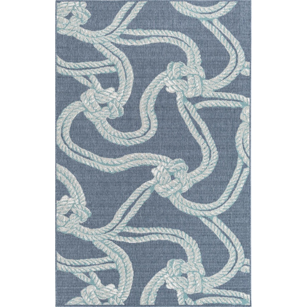 Rug Unique Loom Outdoor Coastal Navy Blue Sample 1' 3 x 1' 3