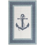 Rug Unique Loom Outdoor Coastal Navy Blue Sample 1' 3 x 1' 3