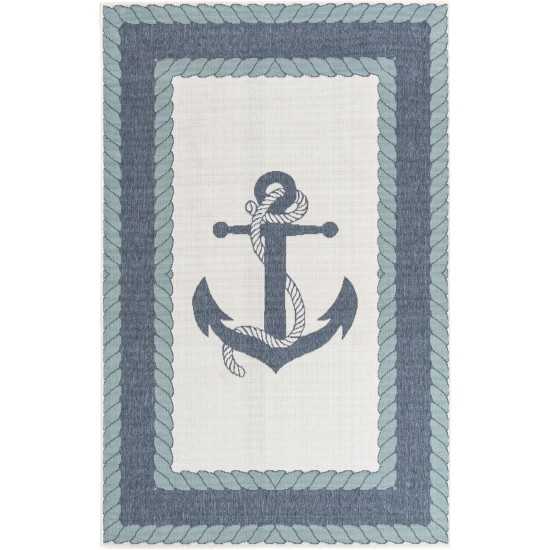 Rug Unique Loom Outdoor Coastal Navy Blue Sample 1' 3 x 1' 3