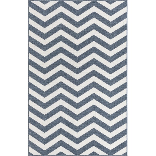 Rug Unique Loom Outdoor Coastal Navy Blue Sample 1' 3 x 1' 3