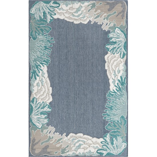 Rug Unique Loom Outdoor Coastal Navy Blue Sample 1' 3 x 1' 3