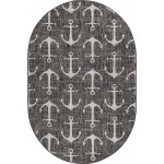 Rug Unique Loom Outdoor Coastal Charcoal Oval 5' 3 x 7' 10