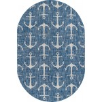 Rug Unique Loom Outdoor Coastal Blue Oval 5' 3 x 7' 10