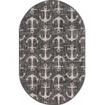 Rug Unique Loom Outdoor Coastal Charcoal Oval 3' 3 x 5' 3