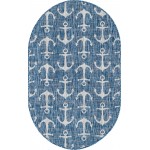 Rug Unique Loom Outdoor Coastal Blue Oval 3' 3 x 5' 3