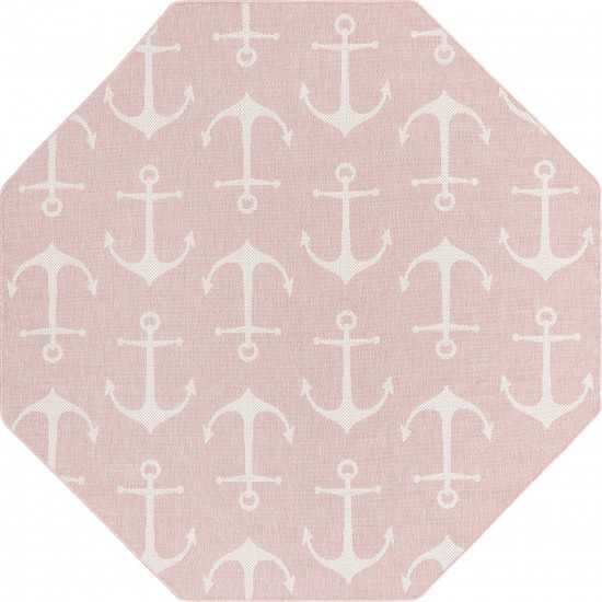 Rug Unique Loom Outdoor Coastal Pink Octagon 7' 10 x 7' 10