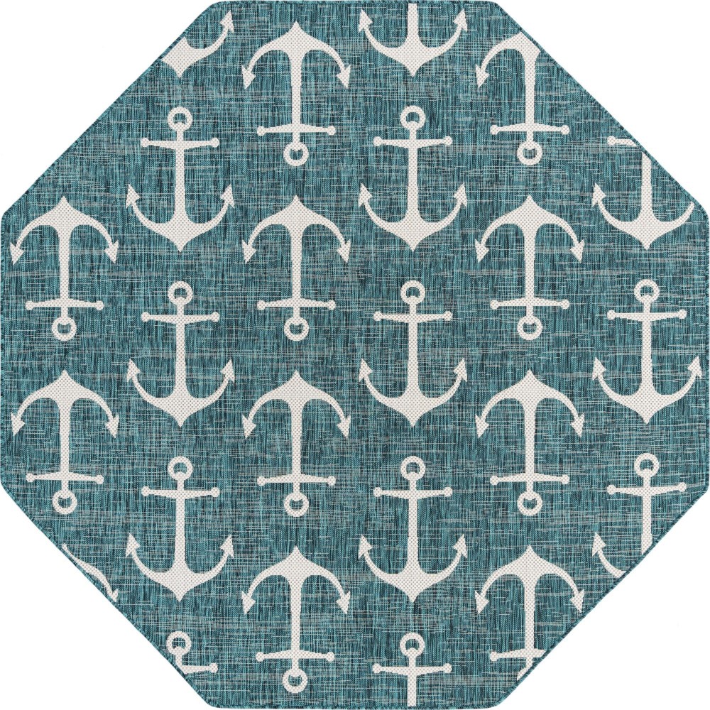 Rug Unique Loom Outdoor Coastal Teal Octagon 7' 10 x 7' 10 Rug Unique Loom Outdoor Coastal Teal Octagon 7' 10 x 7' 10