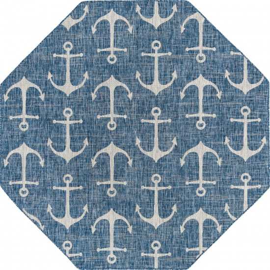 Rug Unique Loom Outdoor Coastal Blue Octagon 7' 10 x 7' 10