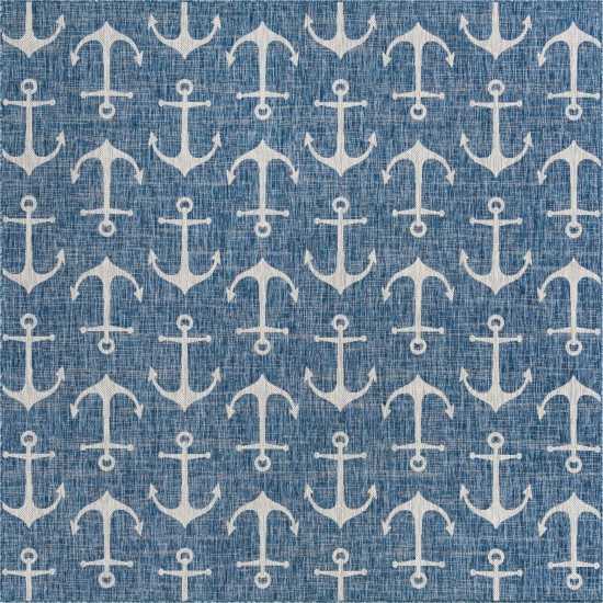 Rug Unique Loom Outdoor Coastal Blue Square 10' 0 x 10' 0