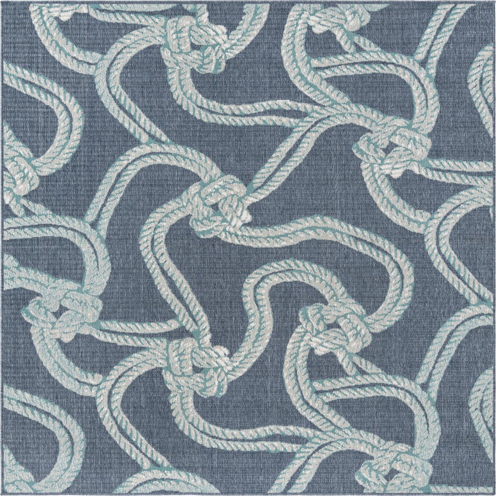 Rug Unique Loom Outdoor Coastal Navy Blue Square 7' 10 x 7' 10 Rug Unique Loom Outdoor Coastal Navy Blue Square 7' 10 x 7' 10
