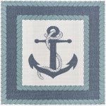 Rug Unique Loom Outdoor Coastal Navy Blue Square 7' 10 x 7' 10