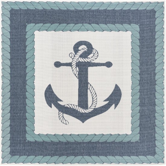 Rug Unique Loom Outdoor Coastal Navy Blue Square 7' 10 x 7' 10