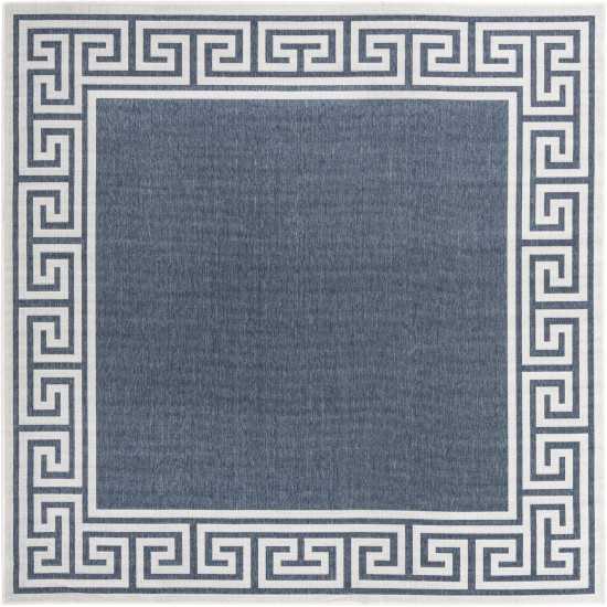 Rug Unique Loom Outdoor Coastal Navy Blue Square 7' 10 x 7' 10